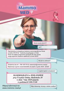 plakat dotyczący badania mammograficznego