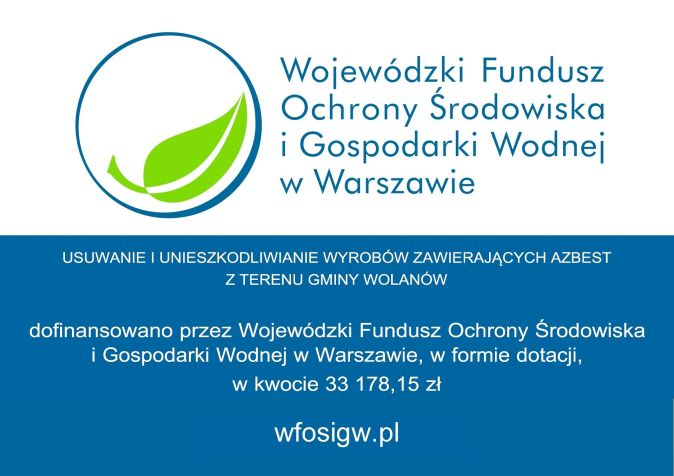 Utylizacje wyrobów zawierających azbest z terenu gminy Wolanów