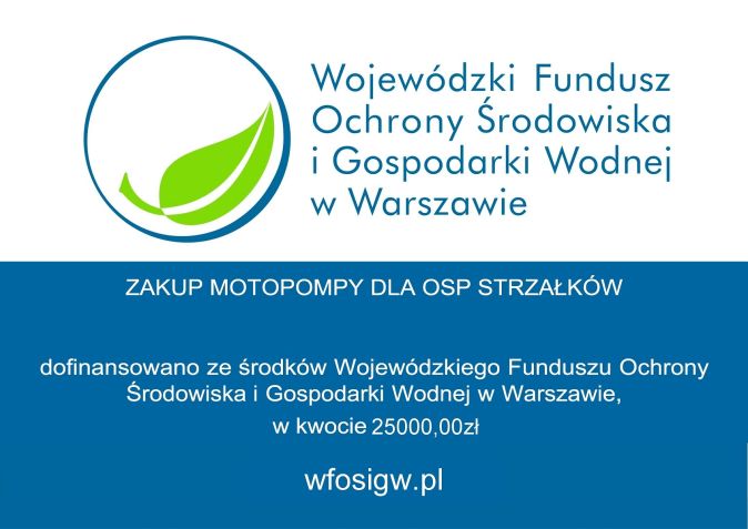 Plakat: ZAKUP MOTOPOMPY DLA OSP STRZAŁKÓW