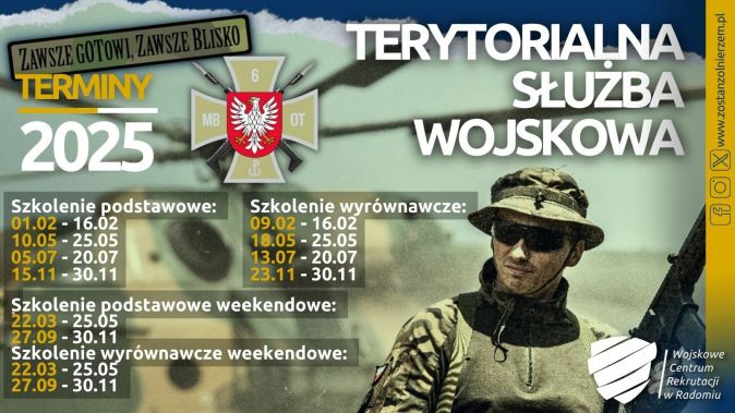 Terytorialna służba wojskowa terminy 2025